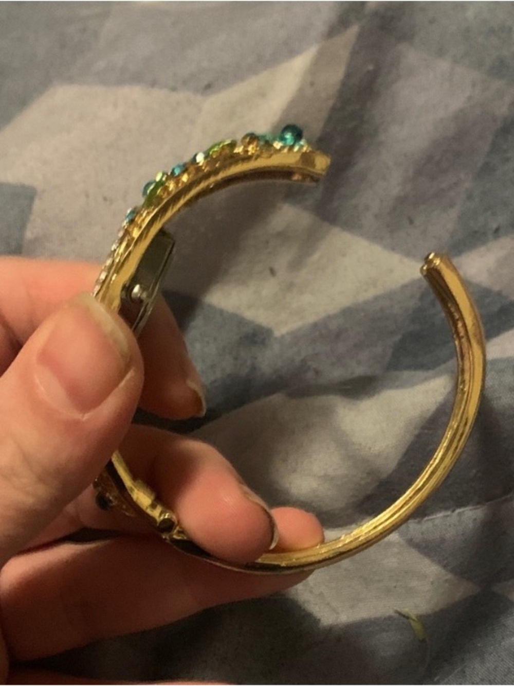 Source Unknown Gold Floral Crystal Women's Bracelet Watch - Blue & Green Accents - Picture 2 of 3